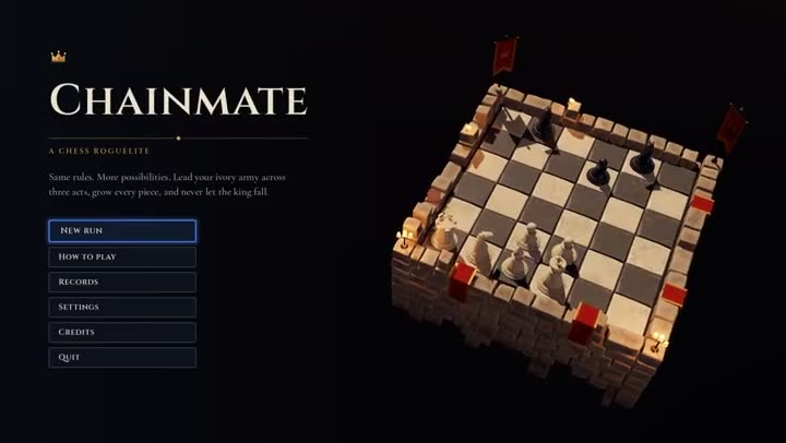 Chainmate 체스 로그라이트 게임 시작 화면 영상