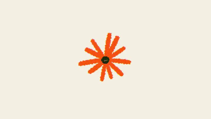 Opening frame of an animation with a hand-drawn orange Claude logo on a beige background