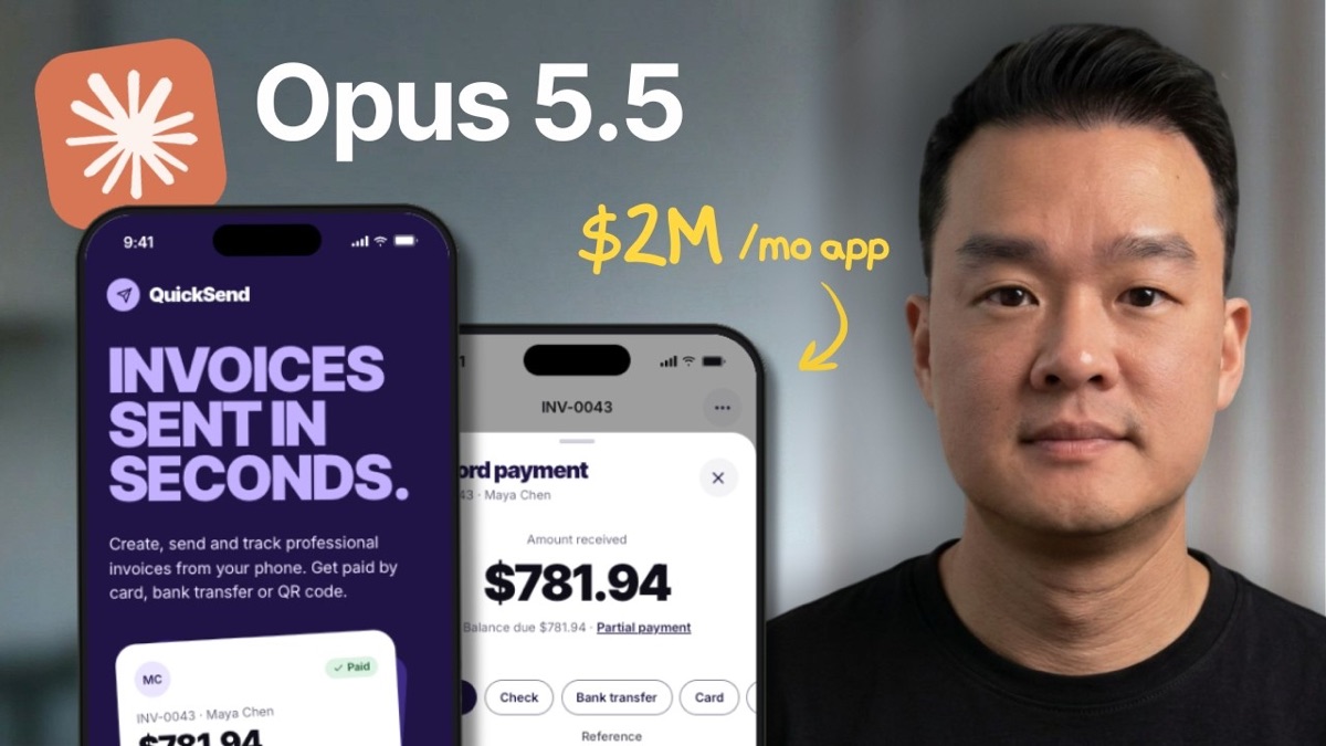 QuickSend 청구서 앱 화면이 담긴 영상 썸네일