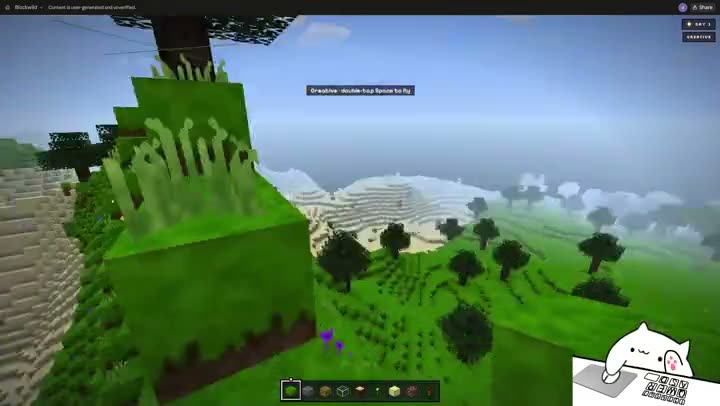 Gameplay in the Blockwild block world with forests and sand dunes