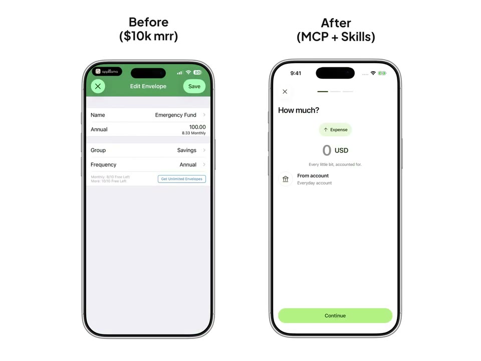 App before and after the redesign
