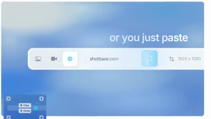 Launch video scene showing the Shotbase address bar